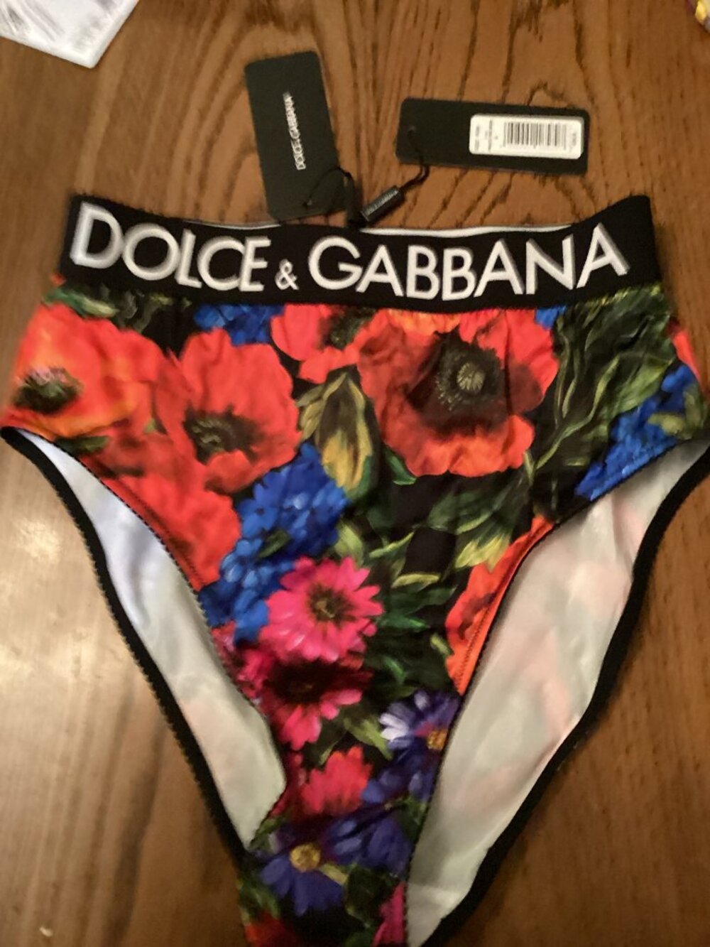 Dolce & Gabbana Satin Floral High-Waist Panties Size 4